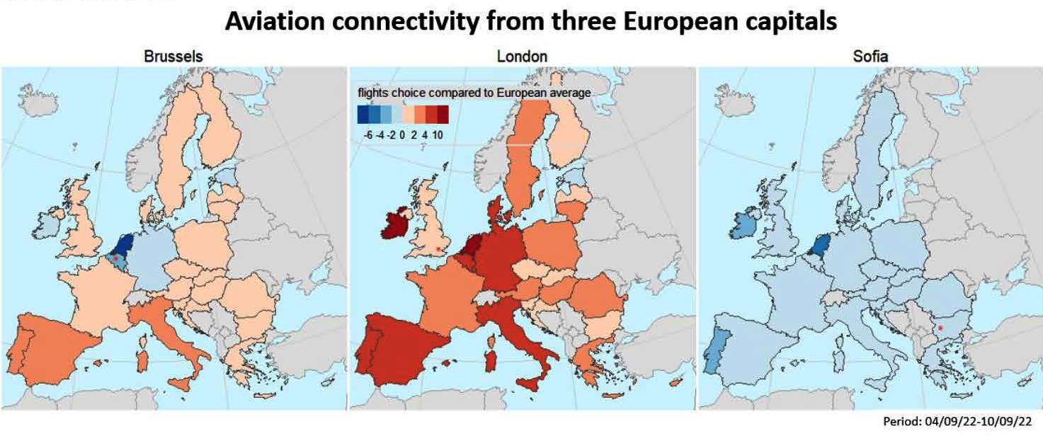 EUROCONTROL charts aviation connectivity variations across the